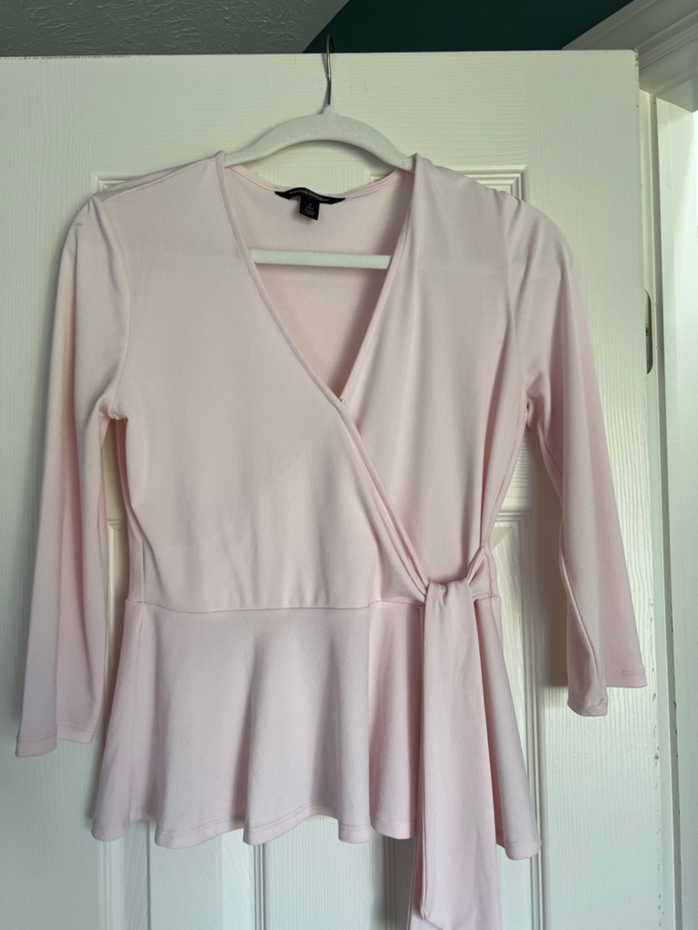 Banana Republic Pale Pink Wrap Peplum Top